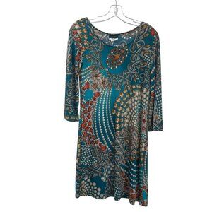 Dream Dance Womens Shift Dress 3/4 Sleeve Colorful Size Small